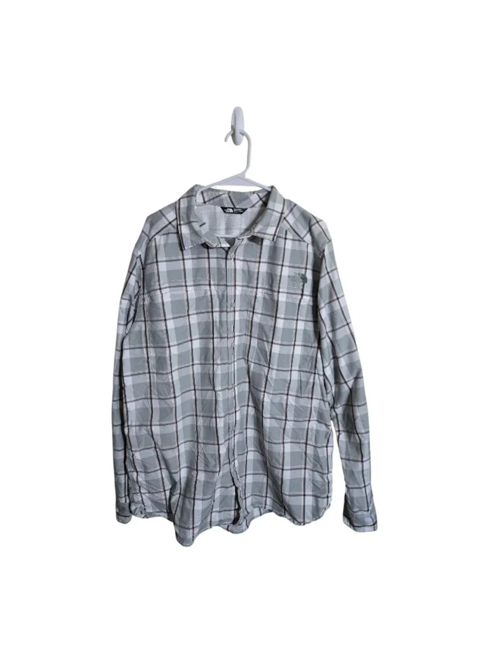 North Face Shirt Mens XL Plaid Button Down Long Sleeve Vented Outdoor Hiking